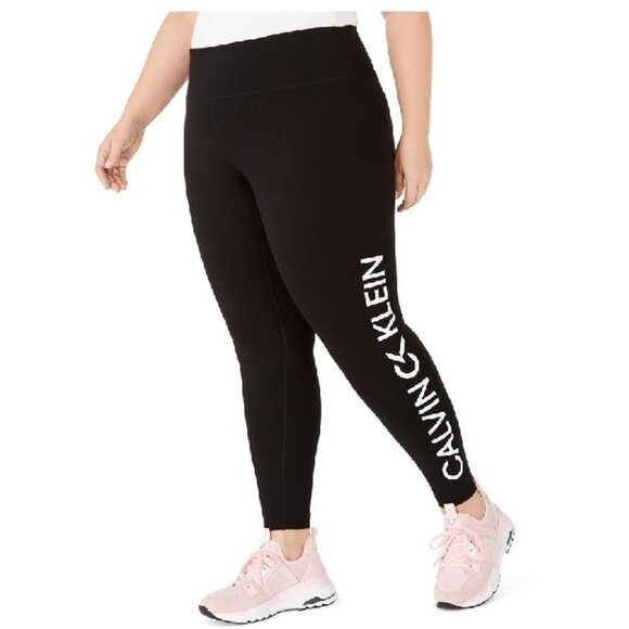 Calvin Klein Plus Size Logo High-Waist Leggings - Picture 1 of 5